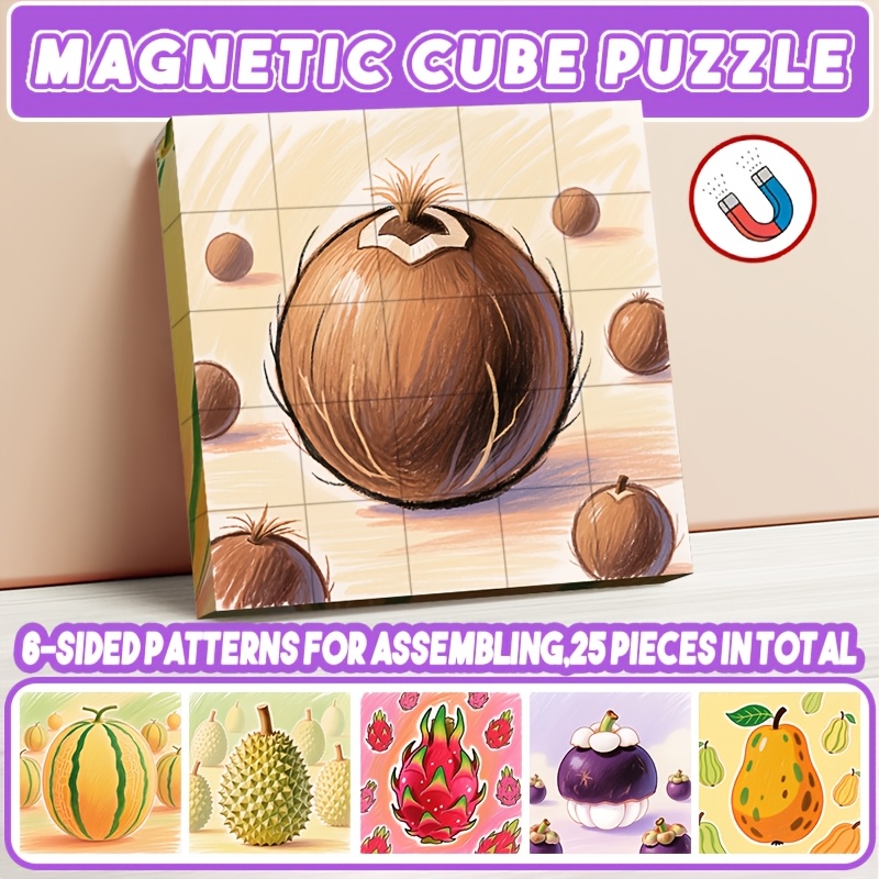 Fruit Magnetic Cube Building Blocks, 25pcs Set